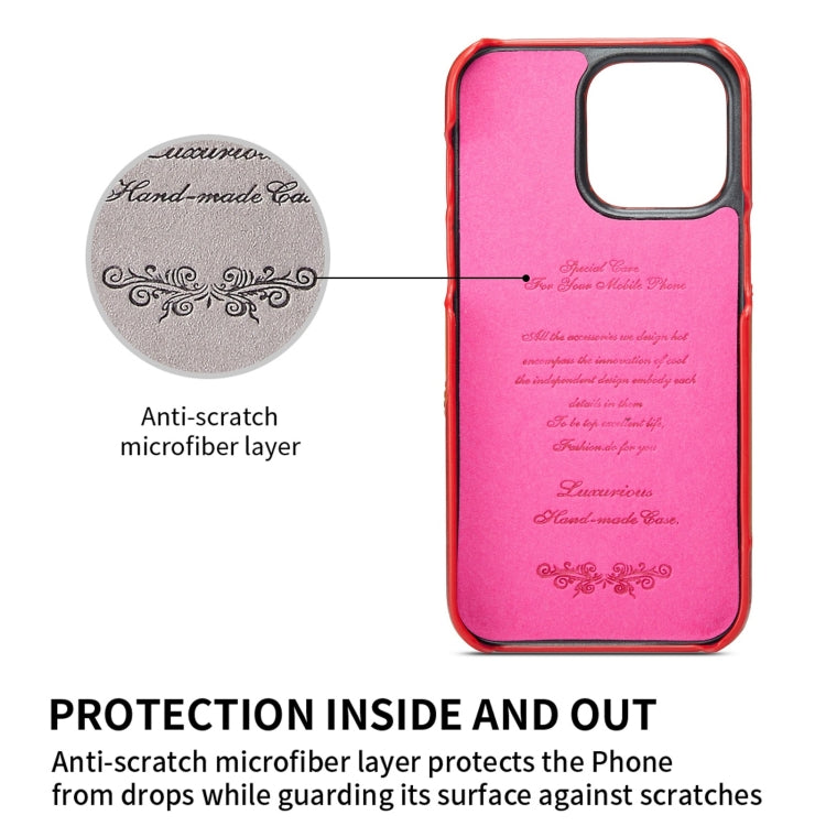 For iPhone 14 Plus Fierre Shann Oil Wax Texture Genuine Leather Back Case (Red) - iPhone 14 Plus Cases by FIERRE SHANN | Online Shopping UK | buy2fix