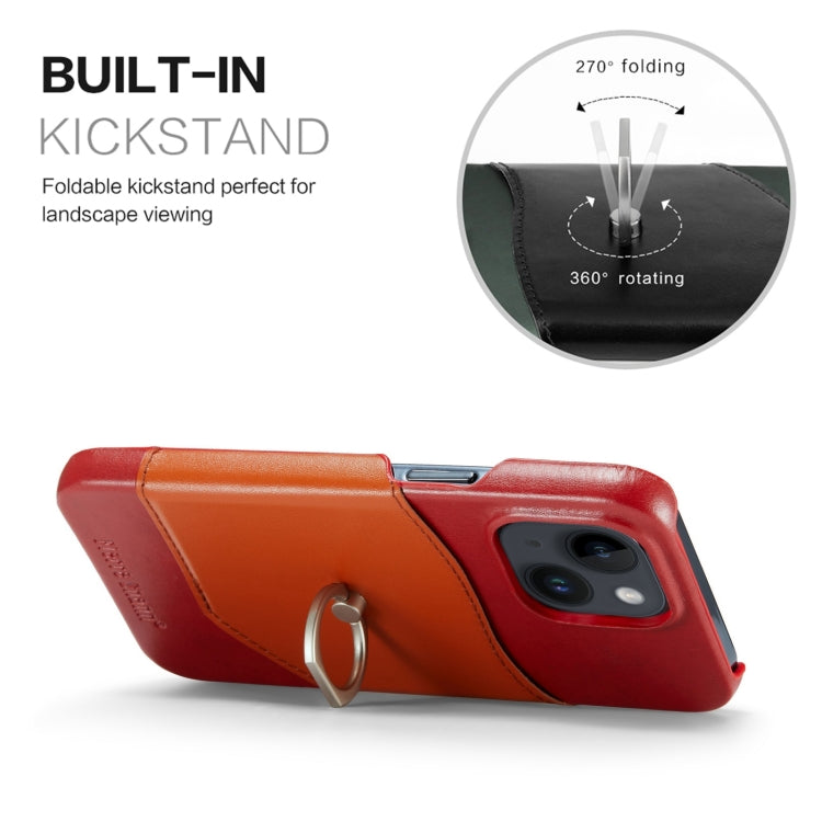 For iPhone 14 Plus Fierre Shann Oil Wax Texture Genuine Leather Back Case (Red) - iPhone 14 Plus Cases by FIERRE SHANN | Online Shopping UK | buy2fix