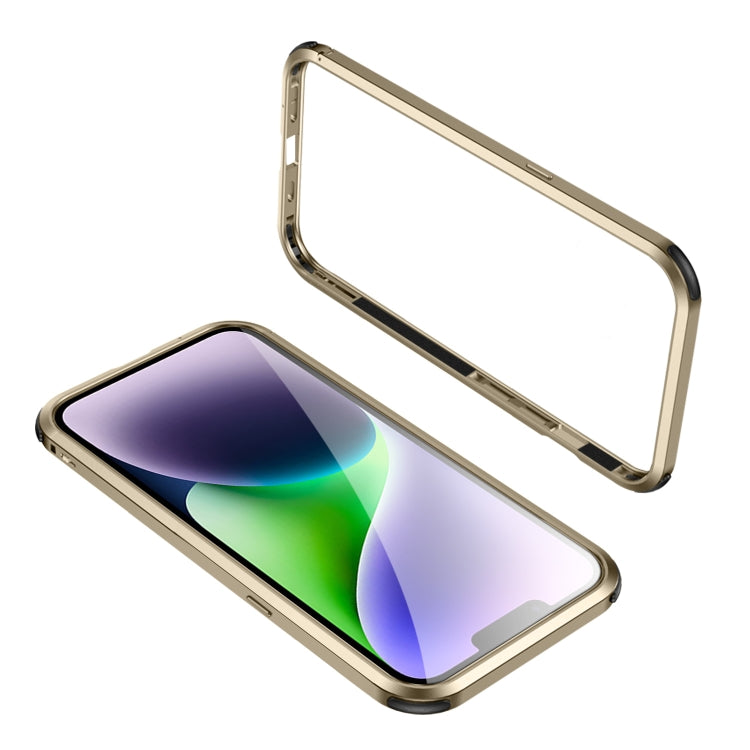 For iPhone 14 Four Corners Shockproof Metal Frame Phone Case (Gold) - iPhone 14 Cases by buy2fix | Online Shopping UK | buy2fix