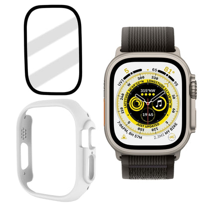 Tempered Glass Film Frosted PC Watch Case For Apple Watch Ultra 3 / 2 / 1 49mm(White) by buy2fix