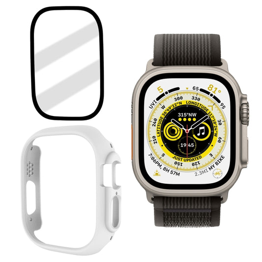 Tempered Glass Film Frosted PC Watch Case For Apple Watch Ultra 3 / 2 / 1 49mm(White) by buy2fix