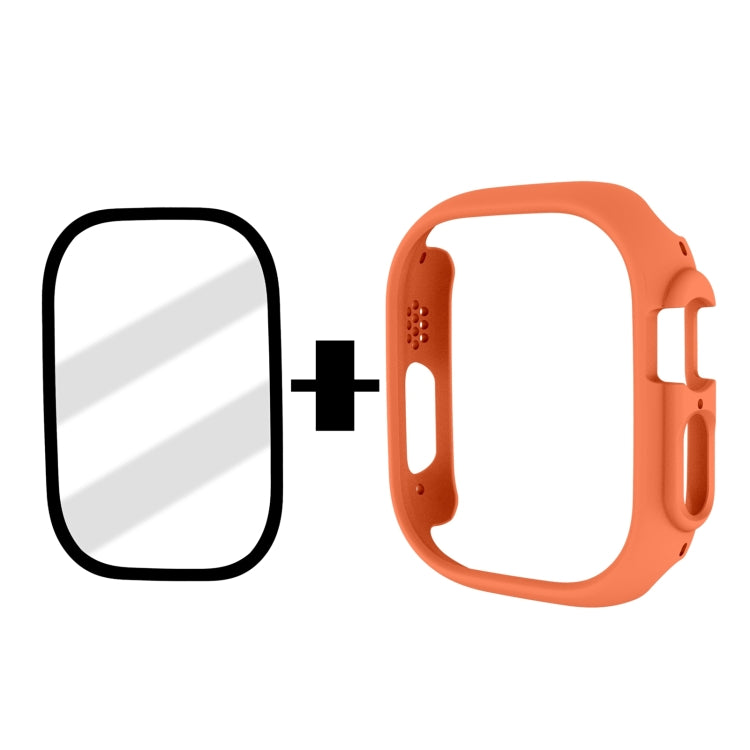 Tempered Glass Film Frosted PC Watch Case For Apple Watch Ultra 3 / 2 / 1 49mm(Orange) by buy2fix