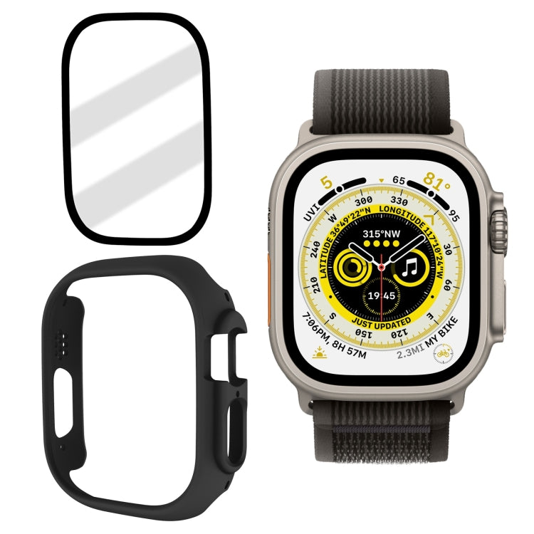 Tempered Glass Film Frosted PC Watch Case For Apple Watch Ultra 3 / 2 / 1 49mm(Black) by buy2fix