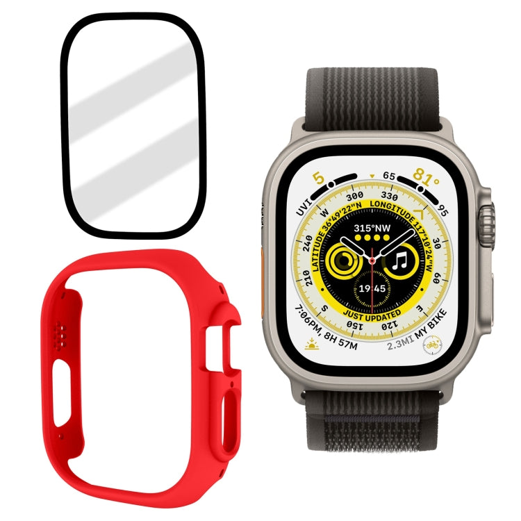 Tempered Glass Film Frosted PC Watch Case For Apple Watch Ultra 3 / 2 / 1 49mm(Red) by buy2fix