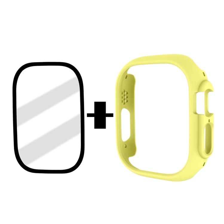 Tempered Glass Film Frosted PC Watch Case For Apple Watch Ultra 3 / 2 / 1 49mm(Yellow) by buy2fix