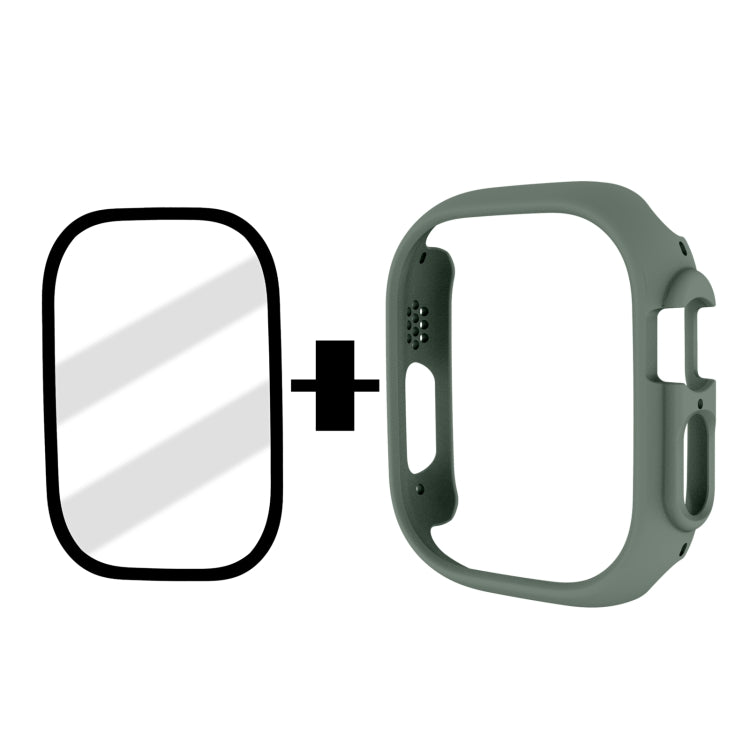 Tempered Glass Film Frosted PC Watch Case For Apple Watch Ultra 3 / 2 / 1 49mm(Khaki) by buy2fix