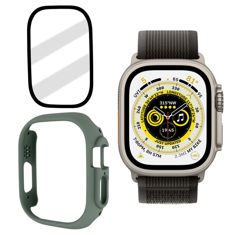 Tempered Glass Film Frosted PC Watch Case For Apple Watch Ultra 3 / 2 / 1 49mm(Khaki) by buy2fix