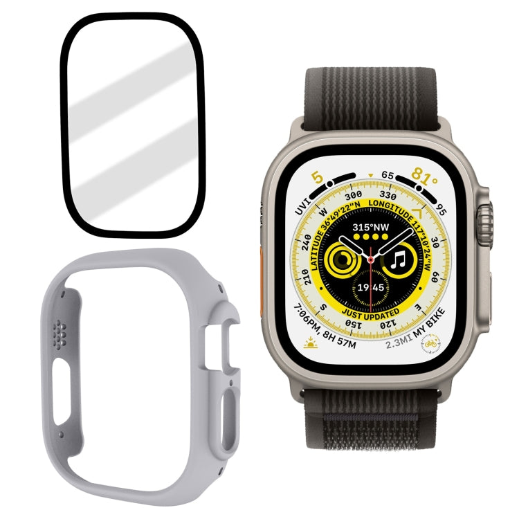 Tempered Glass Film Frosted PC Watch Case For Apple Watch Ultra 3 / 2 / 1 49mm(Light Grey) by buy2fix