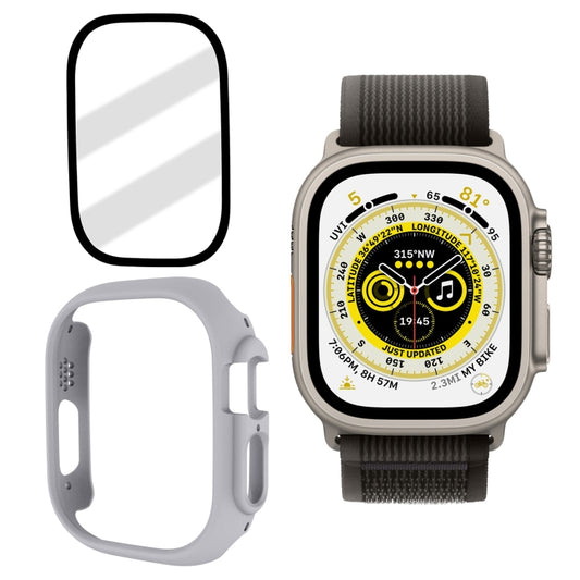 Tempered Glass Film Frosted PC Watch Case For Apple Watch Ultra 3 / 2 / 1 49mm(Light Grey) by buy2fix