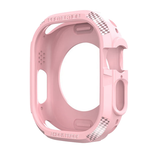 Three-proof TPU Carbon Fiber Protective Case For Apple Watch Ultra 3 / 2 / 1 49mm (Pink) by buy2fix
