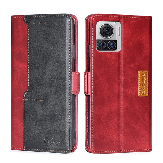 For Motorola Edge 30 Ultra / Moto X30 Pro Contrast Color Side Buckle Leather Phone Case(Red + Black)