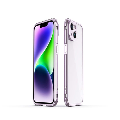 For iPhone 14 Aurora Series Lens Protector + Metal Frame Phone Case (Purple Silver) - iPhone 14 Cases by buy2fix | Online Shopping UK | buy2fix