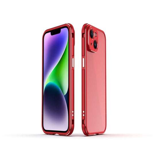 For iPhone 14 Aurora Series Lens Protector + Metal Frame Phone Case (Red) - iPhone 14 Cases by buy2fix | Online Shopping UK | buy2fix