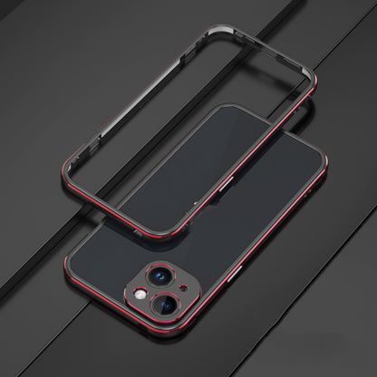 For iPhone 14 Aurora Series Lens Protector + Metal Frame Phone Case (Black Red) - iPhone 14 Cases by buy2fix | Online Shopping UK | buy2fix