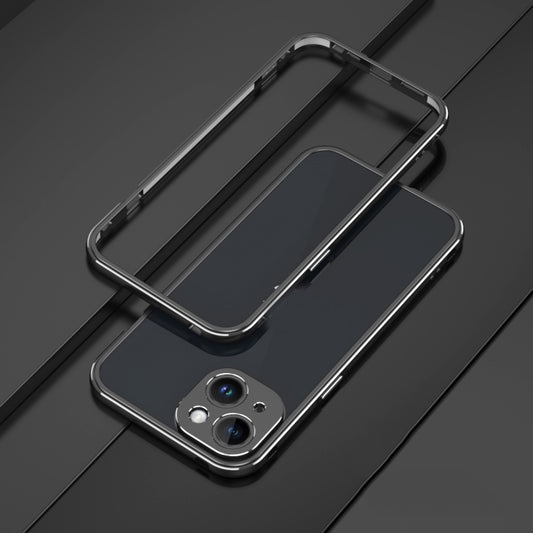 For iPhone 14 Plus Aurora Series Lens Protector + Metal Frame Phone Case (Black Silver) - iPhone 14 Plus Cases by buy2fix | Online Shopping UK | buy2fix