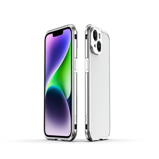 For iPhone 14 Plus Aurora Series Lens Protector + Metal Frame Phone Case (Silver) - iPhone 14 Plus Cases by buy2fix | Online Shopping UK | buy2fix