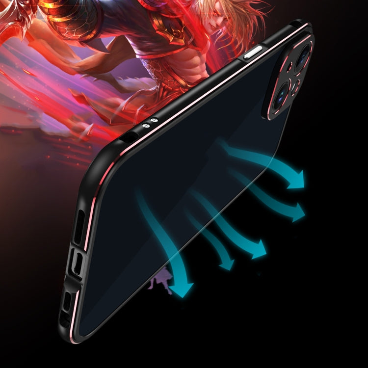 For iPhone 14 Plus Aurora Series Lens Protector + Metal Frame Phone Case (Black Red) - iPhone 14 Plus Cases by buy2fix | Online Shopping UK | buy2fix