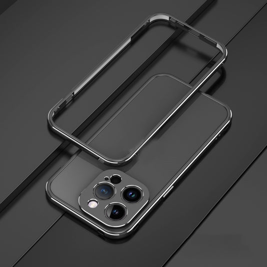 For iPhone 14 Pro Max Aurora Series Lens Protector + Metal Frame Phone Case (Black Silver) - iPhone 14 Pro Max Cases by buy2fix | Online Shopping UK | buy2fix