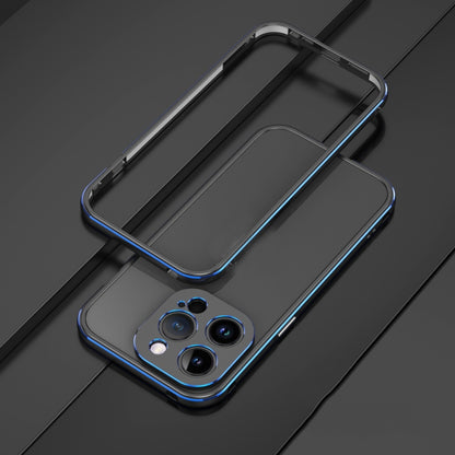 For iPhone 14 Pro Max Aurora Series Lens Protector + Metal Frame Phone Case (Black Blue) - iPhone 14 Pro Max Cases by buy2fix | Online Shopping UK | buy2fix