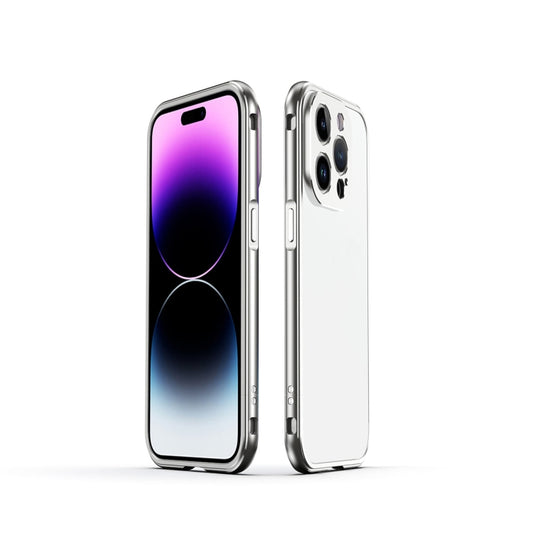 For iPhone 14 Pro Max Aurora Series Lens Protector + Metal Frame Phone Case (Silver) - iPhone 14 Pro Max Cases by buy2fix | Online Shopping UK | buy2fix