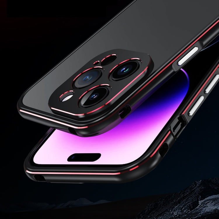For iPhone 14 Pro Max Aurora Series Lens Protector + Metal Frame Phone Case (Purple Silver) - iPhone 14 Pro Max Cases by buy2fix | Online Shopping UK | buy2fix