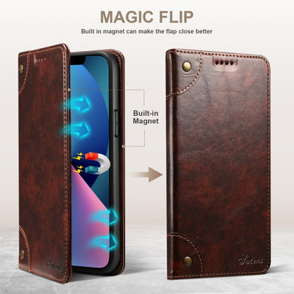 For iPhone 14 Baroque Simple Flip Leather Phone Case (Dark Brown) - iPhone 14 Cases by buy2fix | Online Shopping UK | buy2fix