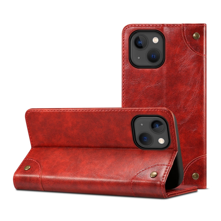 For iPhone 14 Baroque Simple Flip Leather Phone Case (Red) - iPhone 14 Cases by buy2fix | Online Shopping UK | buy2fix