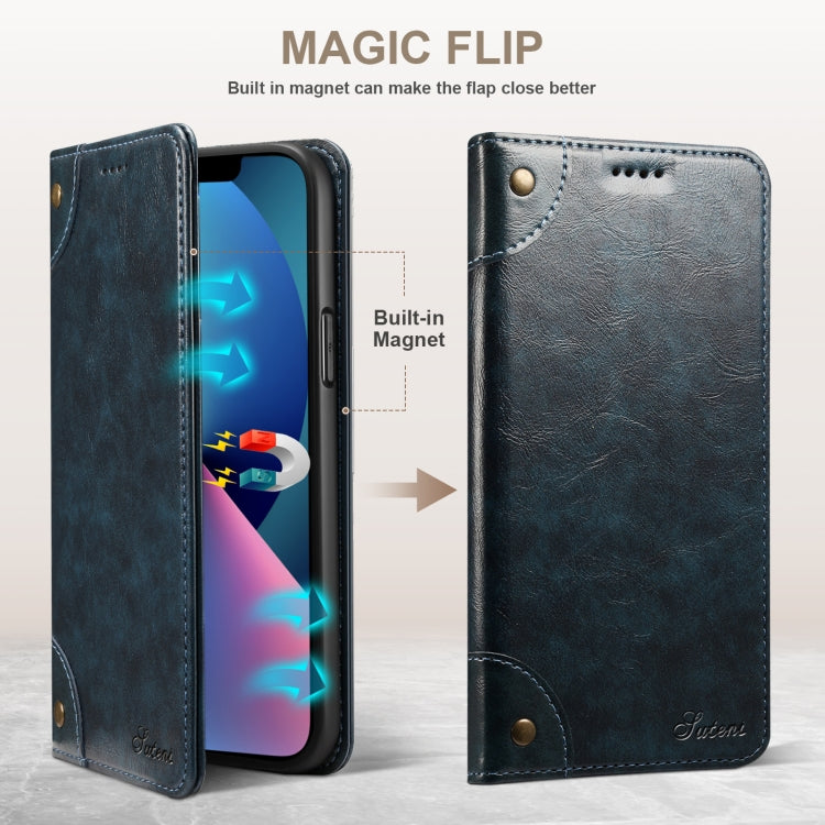 For iPhone 14 Baroque Simple Flip Leather Phone Case (Blue) - iPhone 14 Cases by buy2fix | Online Shopping UK | buy2fix