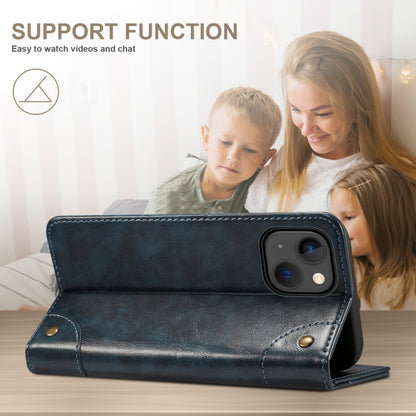 For iPhone 14 Baroque Simple Flip Leather Phone Case (Blue) - iPhone 14 Cases by buy2fix | Online Shopping UK | buy2fix