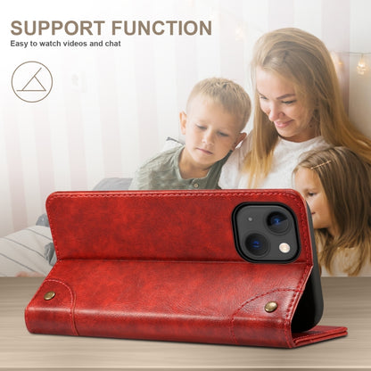 For iPhone 14 Plus Baroque Simple Flip Leather Phone Case (Red) - iPhone 14 Plus Cases by buy2fix | Online Shopping UK | buy2fix