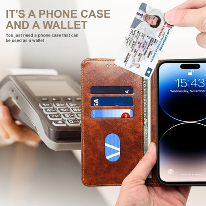 For iPhone 14 Pro Max Baroque Simple Flip Leather Phone Case (Light Brown) - iPhone 14 Pro Max Cases by buy2fix | Online Shopping UK | buy2fix