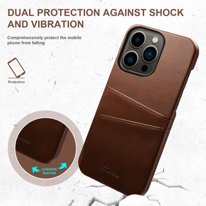 For iPhone 14 Pro Suteni Calf Texture Card Slots Phone Case(Brown) - iPhone 14 Pro Cases by Suteni | Online Shopping UK | buy2fix