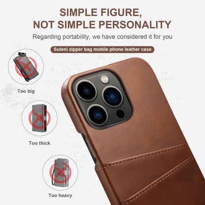 For iPhone 14 Pro Suteni Calf Texture Card Slots Phone Case(Brown) - iPhone 14 Pro Cases by Suteni | Online Shopping UK | buy2fix
