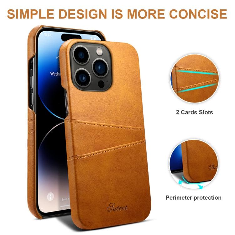 For iPhone 14 Pro Max Suteni Calf Texture Card Slots Phone Case (Khaki) - iPhone 14 Pro Max Cases by Suteni | Online Shopping UK | buy2fix