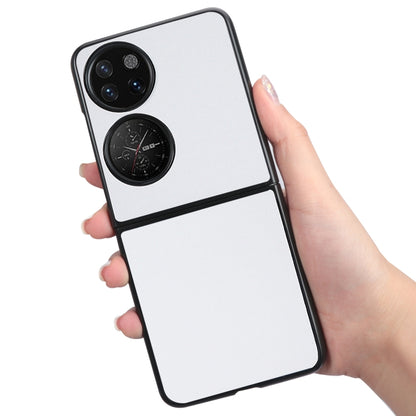 For Huawei P50 Pocket Plain Skin Litchi Texture Phone Case(White) by buy2fix