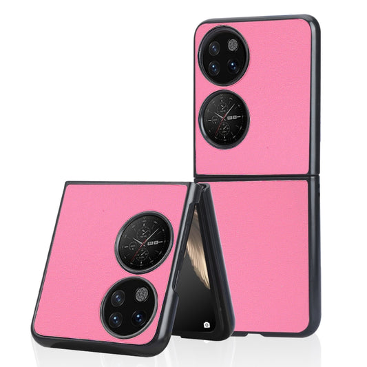 For Huawei P50 Pocket Plain Skin Litchi Texture Phone Case(Pink) by buy2fix
