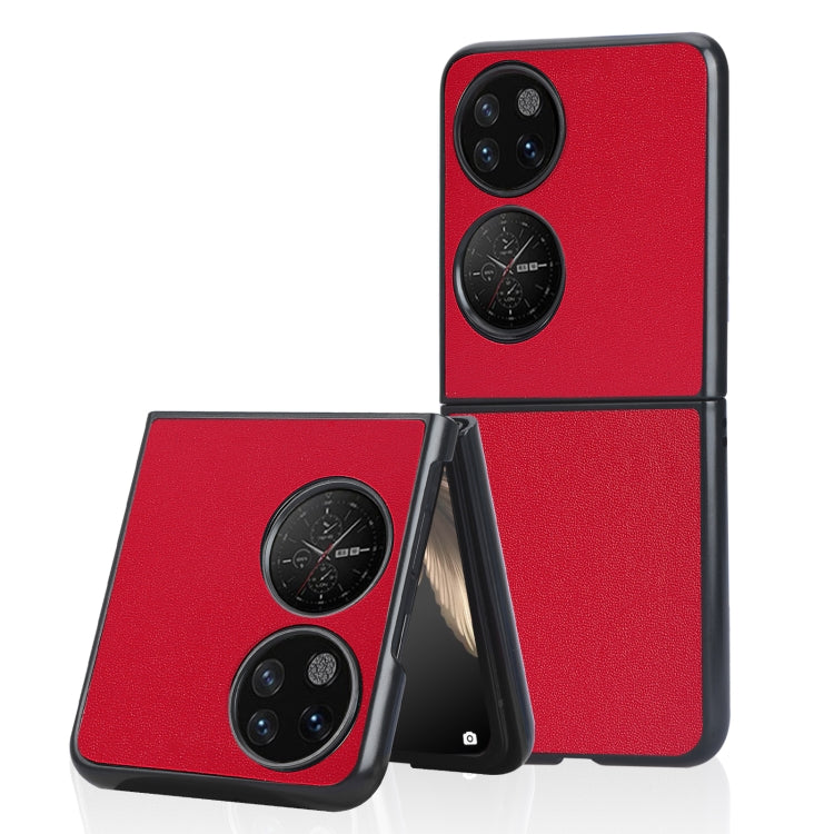 For Huawei P50 Pocket Plain Skin Litchi Texture Phone Case(Red) by buy2fix
