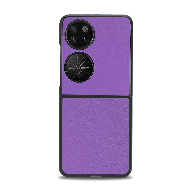 For Huawei P50 Pocket Plain Skin Litchi Texture Phone Case(Purple) by buy2fix