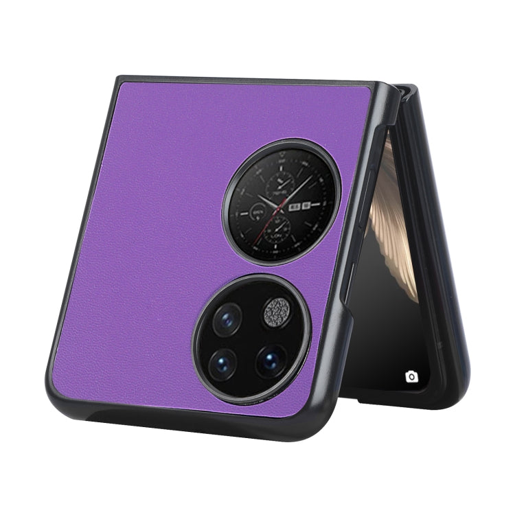 For Huawei P50 Pocket Plain Skin Litchi Texture Phone Case(Purple) by buy2fix