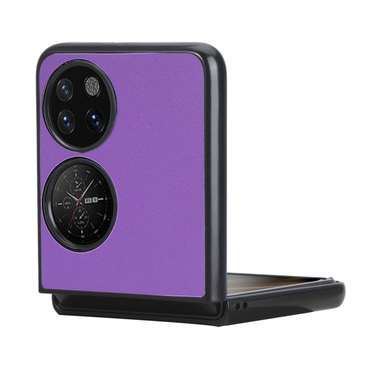 For Huawei P50 Pocket Plain Skin Litchi Texture Phone Case(Purple) by buy2fix