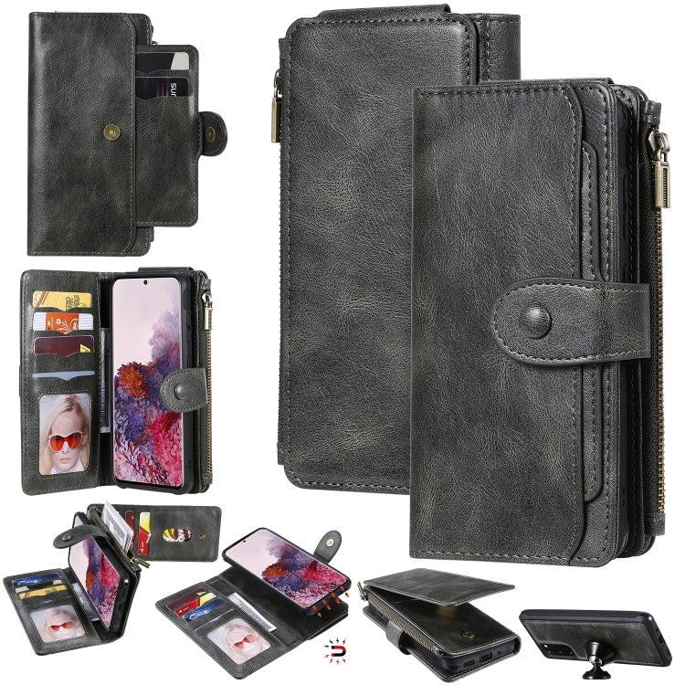For Galaxy S20 Multifunctional Retro Detachable Magnetic Horizontal Flip Leather Case with Card Slots & Holder & Wallet & Photo Frame(Dark Grey) - Galaxy Phone Cases by buy2fix | Online Shopping UK | buy2fix