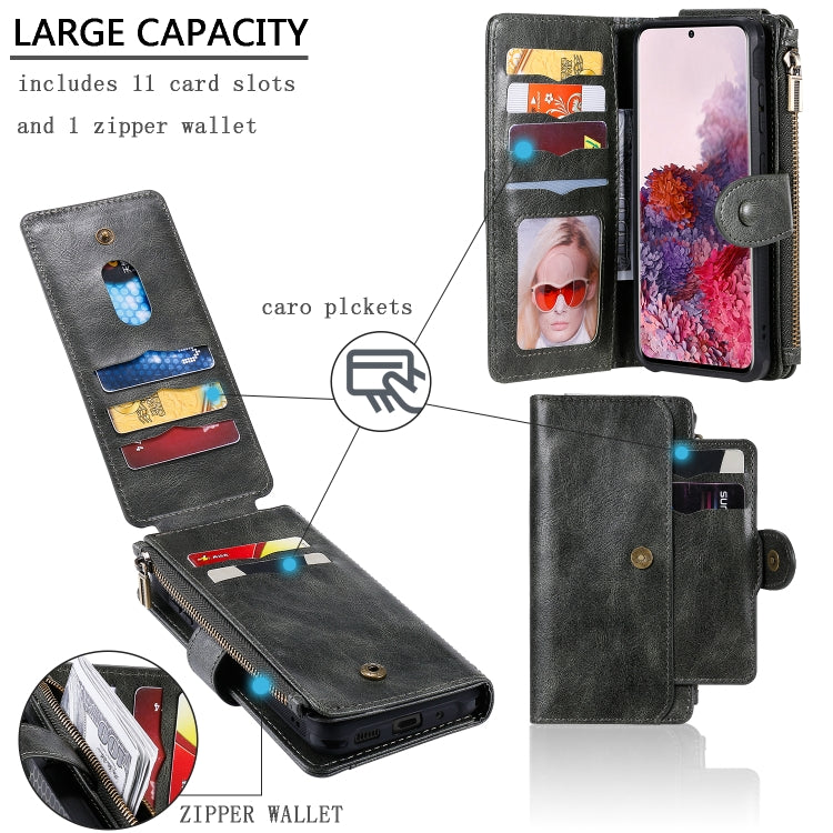 For Galaxy S20 Multifunctional Retro Detachable Magnetic Horizontal Flip Leather Case with Card Slots & Holder & Wallet & Photo Frame(Dark Grey) - Galaxy Phone Cases by buy2fix | Online Shopping UK | buy2fix