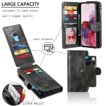 For Galaxy S20 Multifunctional Retro Detachable Magnetic Horizontal Flip Leather Case with Card Slots & Holder & Wallet & Photo Frame(Dark Grey) - Galaxy Phone Cases by buy2fix | Online Shopping UK | buy2fix