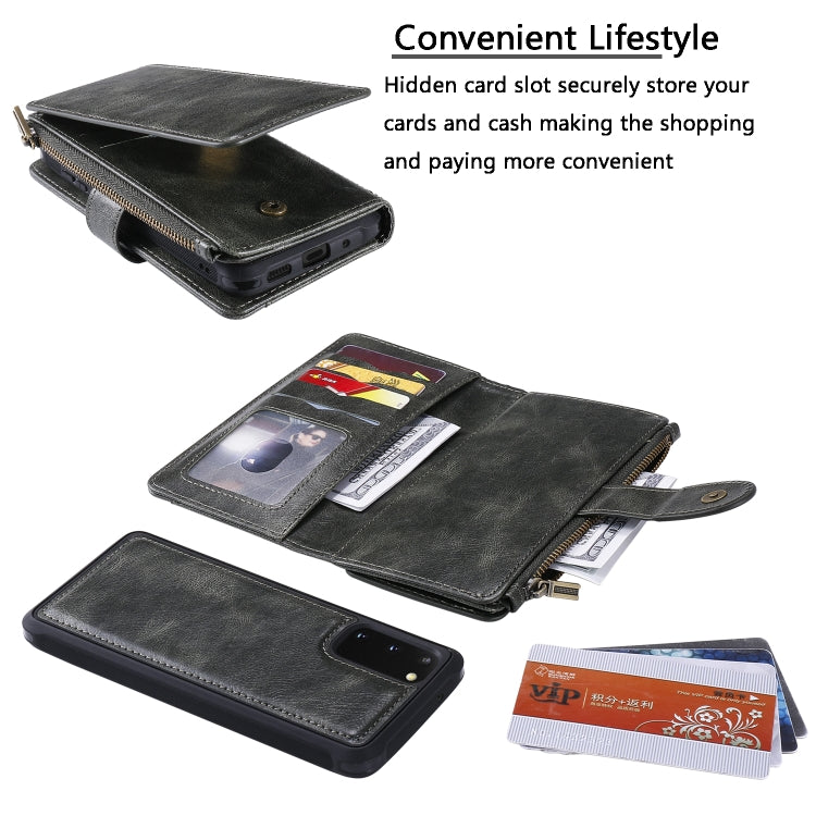 For Galaxy S20 Multifunctional Retro Detachable Magnetic Horizontal Flip Leather Case with Card Slots & Holder & Wallet & Photo Frame(Dark Grey) - Galaxy Phone Cases by buy2fix | Online Shopping UK | buy2fix
