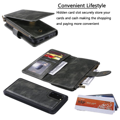 For Galaxy S20 Multifunctional Retro Detachable Magnetic Horizontal Flip Leather Case with Card Slots & Holder & Wallet & Photo Frame(Dark Grey) - Galaxy Phone Cases by buy2fix | Online Shopping UK | buy2fix
