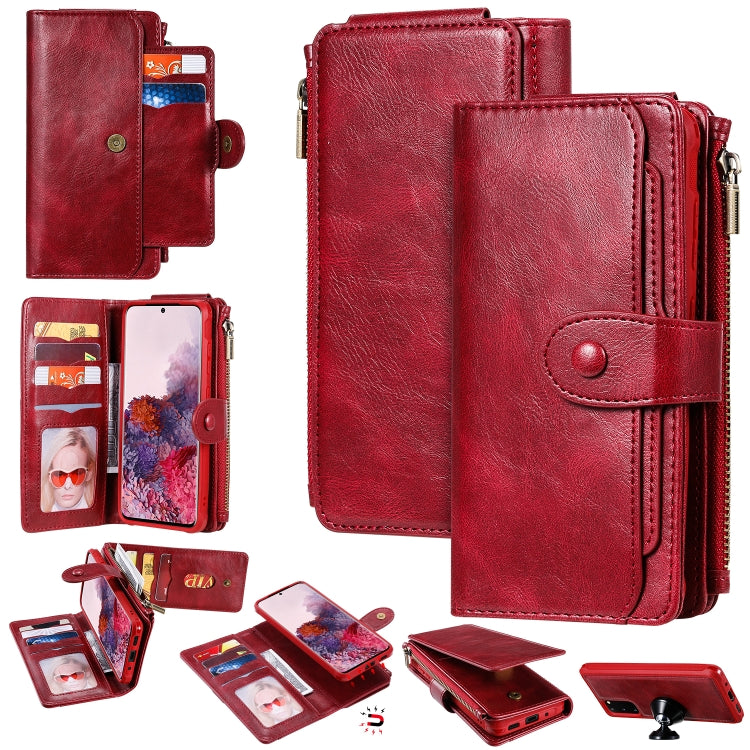 For Galaxy S20 Multifunctional Retro Detachable Magnetic Horizontal Flip Leather Case with Card Slots & Holder & Wallet & Photo Frame(Red) - Galaxy Phone Cases by buy2fix | Online Shopping UK | buy2fix