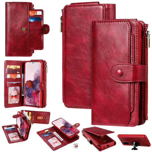 For Galaxy S20 Multifunctional Retro Detachable Magnetic Horizontal Flip Leather Case with Card Slots & Holder & Wallet & Photo Frame(Red) - Galaxy Phone Cases by buy2fix | Online Shopping UK | buy2fix