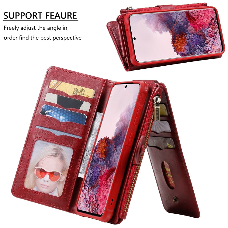 For Galaxy S20 Multifunctional Retro Detachable Magnetic Horizontal Flip Leather Case with Card Slots & Holder & Wallet & Photo Frame(Red) - Galaxy Phone Cases by buy2fix | Online Shopping UK | buy2fix