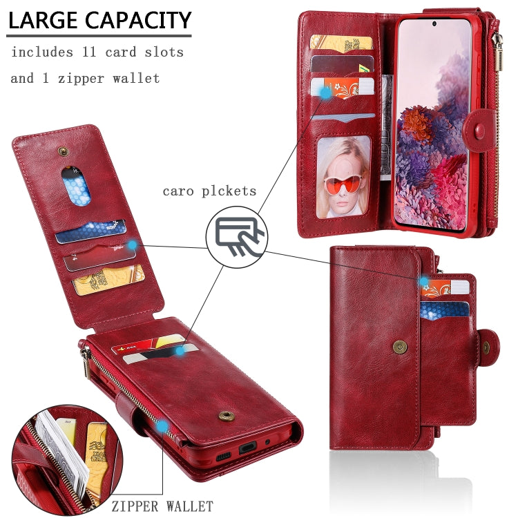 For Galaxy S20 Multifunctional Retro Detachable Magnetic Horizontal Flip Leather Case with Card Slots & Holder & Wallet & Photo Frame(Red) - Galaxy Phone Cases by buy2fix | Online Shopping UK | buy2fix
