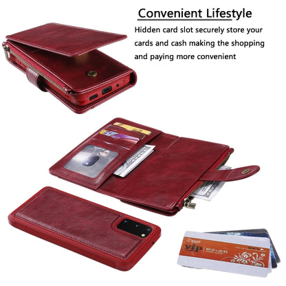 For Galaxy S20 Multifunctional Retro Detachable Magnetic Horizontal Flip Leather Case with Card Slots & Holder & Wallet & Photo Frame(Red) - Galaxy Phone Cases by buy2fix | Online Shopping UK | buy2fix
